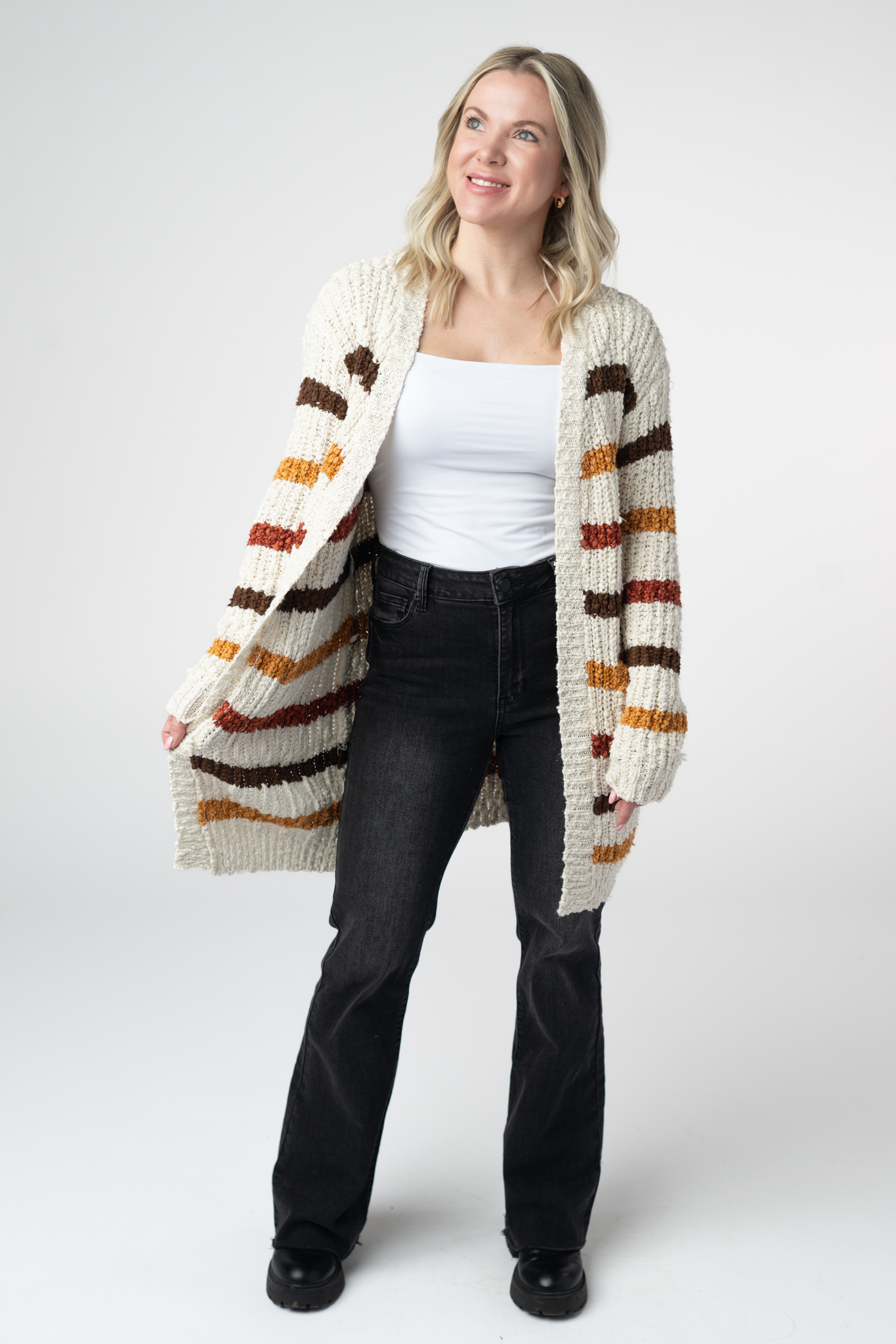 Fall Striped Cardigan-Cardigan-Dear Me Southern Boutique, located in DeRidder, Louisiana