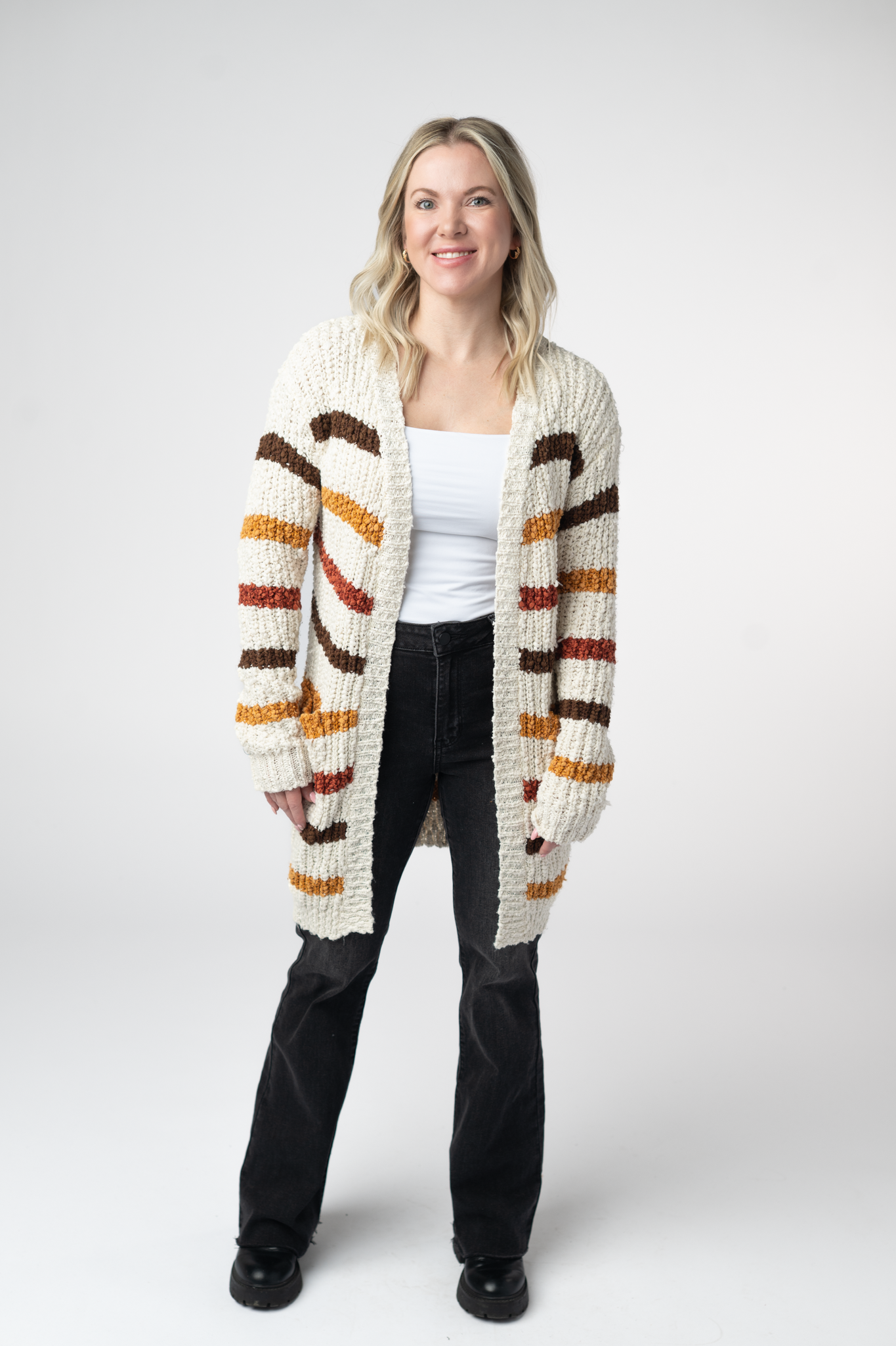 Fall Striped Cardigan-Cardigan-Dear Me Southern Boutique, located in DeRidder, Louisiana