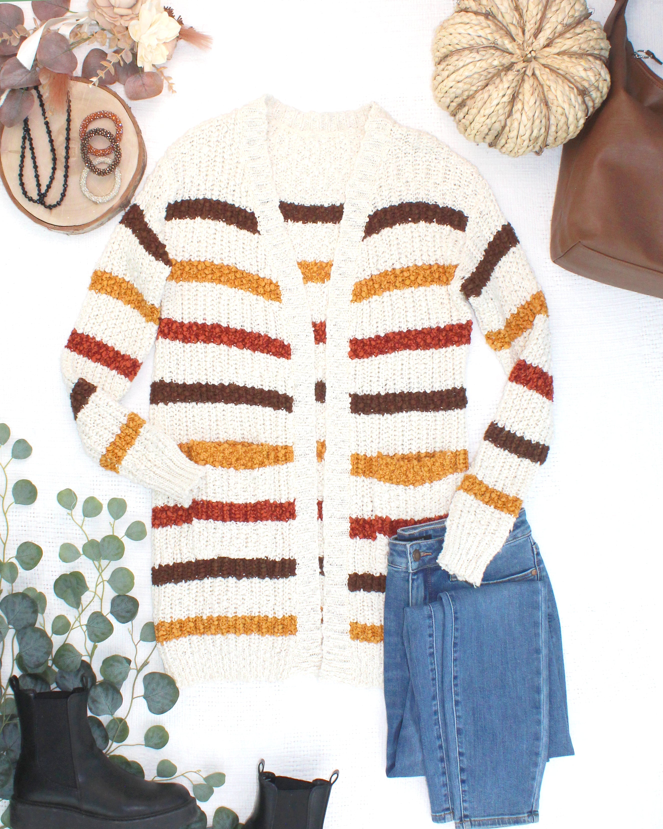Fall Striped Cardigan-Cardigan-Dear Me Southern Boutique, located in DeRidder, Louisiana