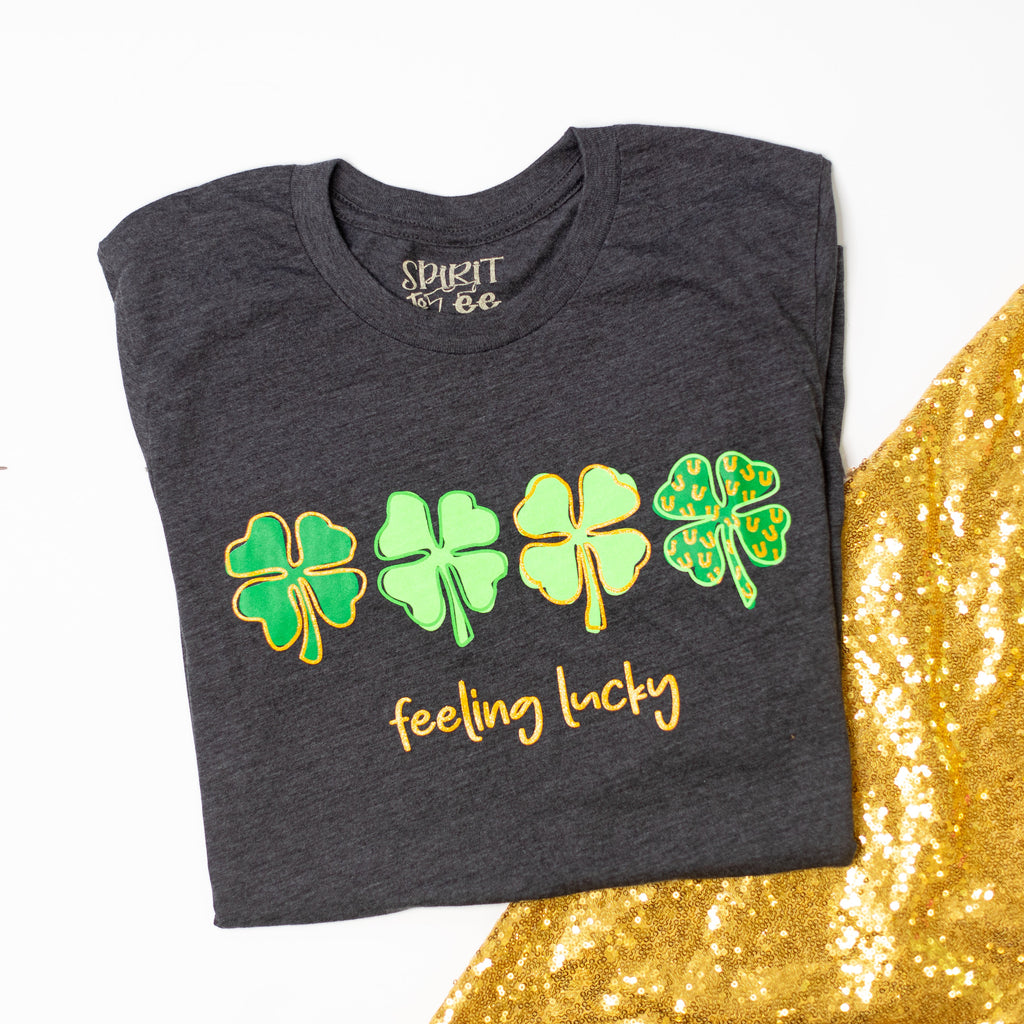 Feeling Lucky Clover Tee-Dear Me Southern Boutique, located in DeRidder, Louisiana