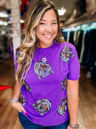 Fighting Tigers Sequin Oversized Top-Graphic Tops-Dear Me Southern Boutique, located in DeRidder, Louisiana