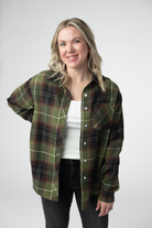 Finley Plaid Top - Olive and Brown-top-Dear Me Southern Boutique, located in DeRidder, Louisiana