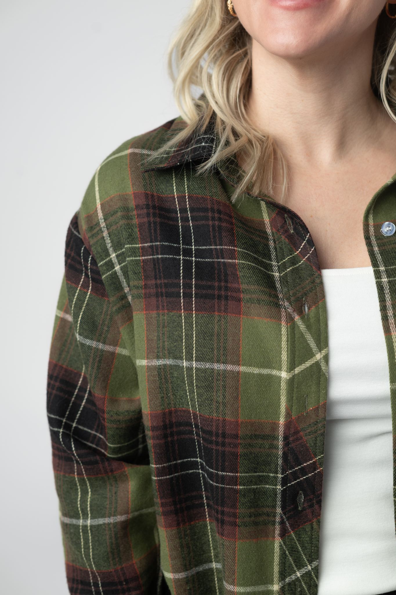Finley Plaid Top - Olive and Brown-top-Dear Me Southern Boutique, located in DeRidder, Louisiana