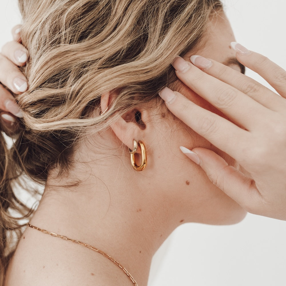 Flirty Fantasy Oval Hoop Earrings - WATERPROOF-Presales-Dear Me Southern Boutique, located in DeRidder, Louisiana