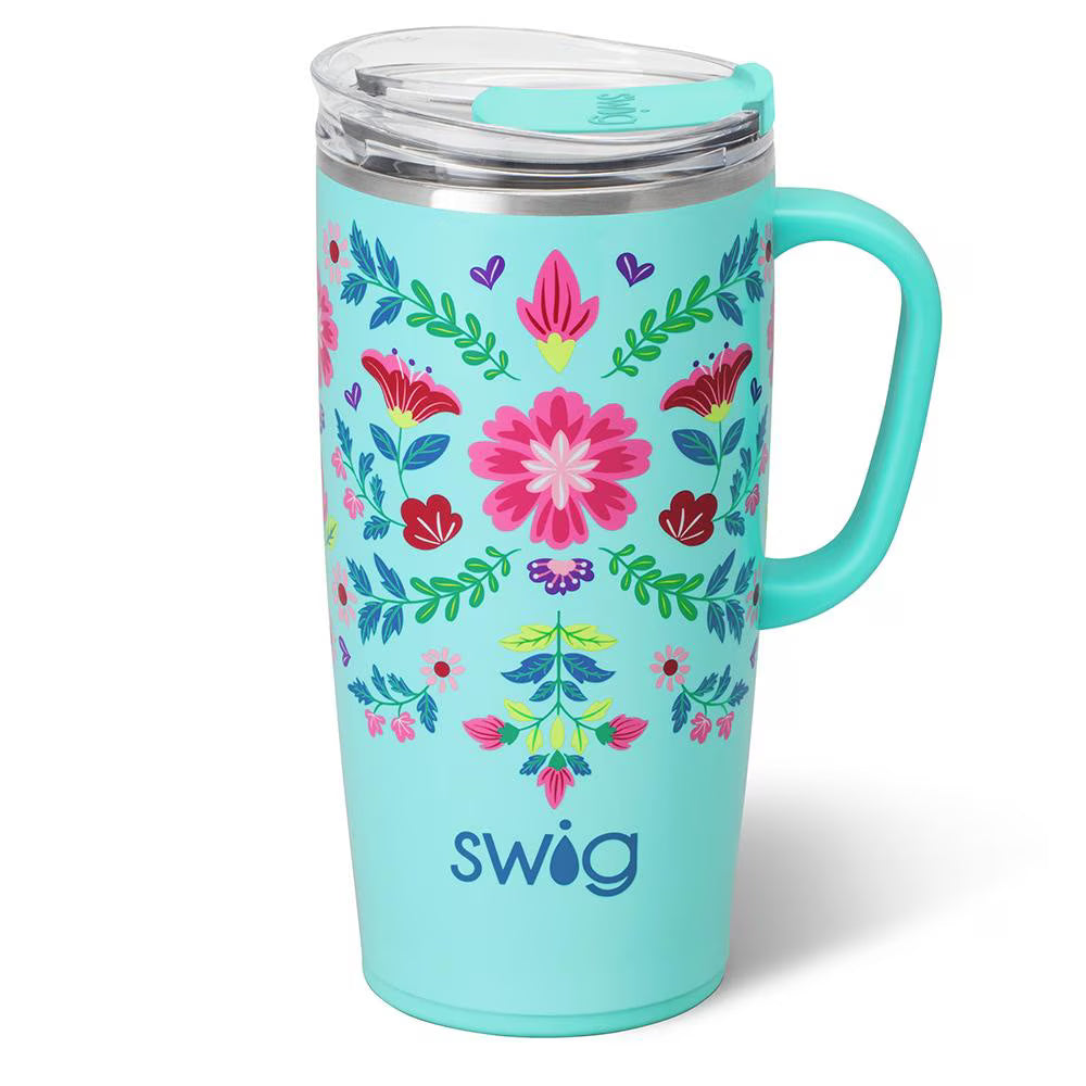 Flora Azul Travel Mug 22oz-Drinkwear-Dear Me Southern Boutique, located in DeRidder, Louisiana