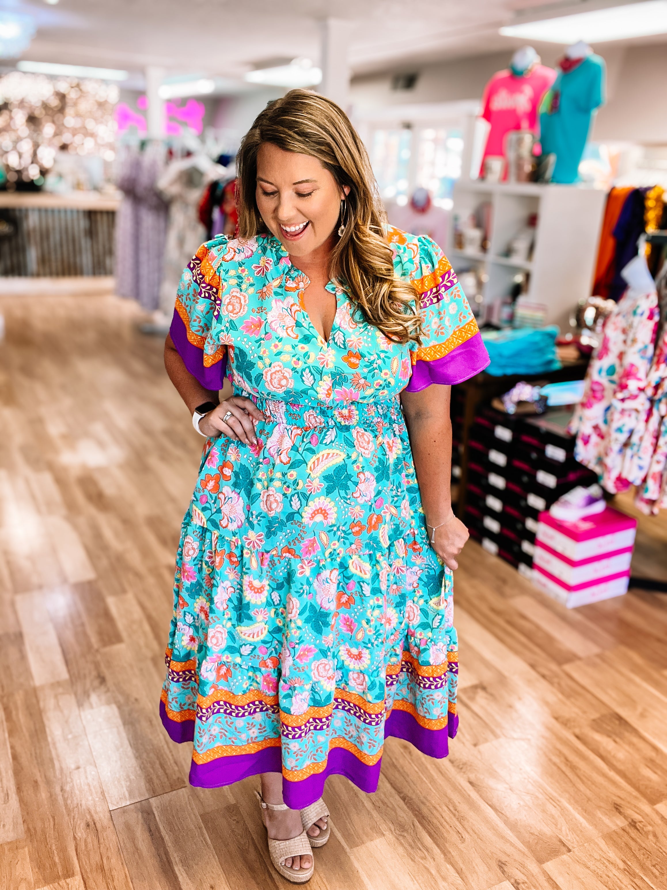 Floral Harmony Boho Maxi Dress-Dresses-Dear Me Southern Boutique, located in DeRidder, Louisiana