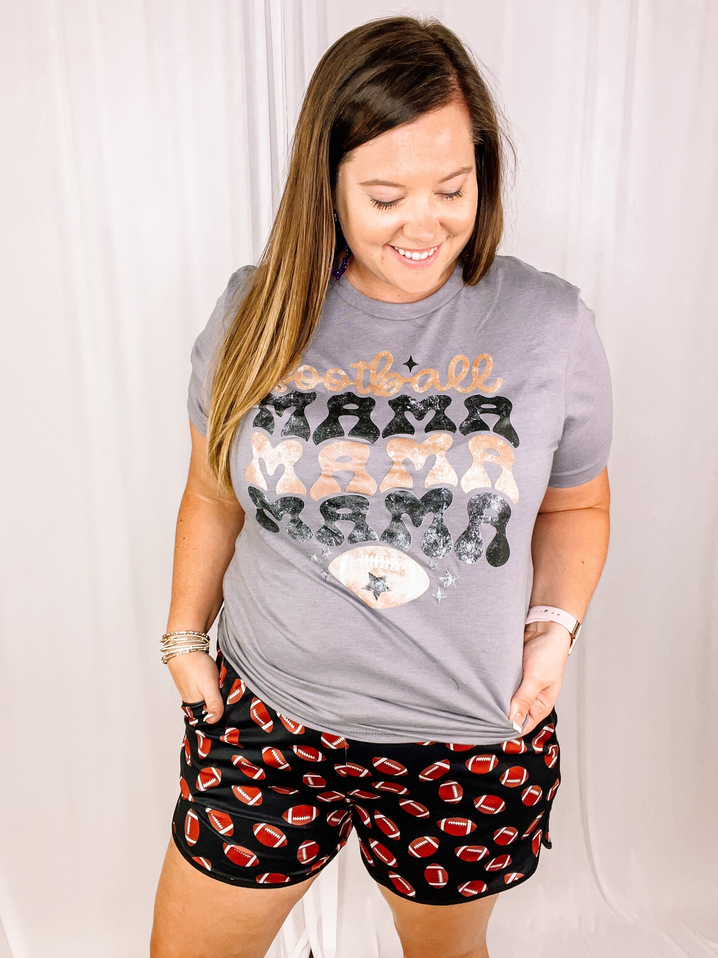 Football Mama Tee-Graphic Tops-Dear Me Southern Boutique, located in DeRidder, Louisiana