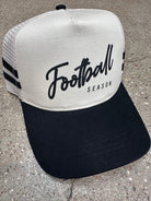 Football Season black striped canvas Trucker Hat-hat-Dear Me Southern Boutique, located in DeRidder, Louisiana
