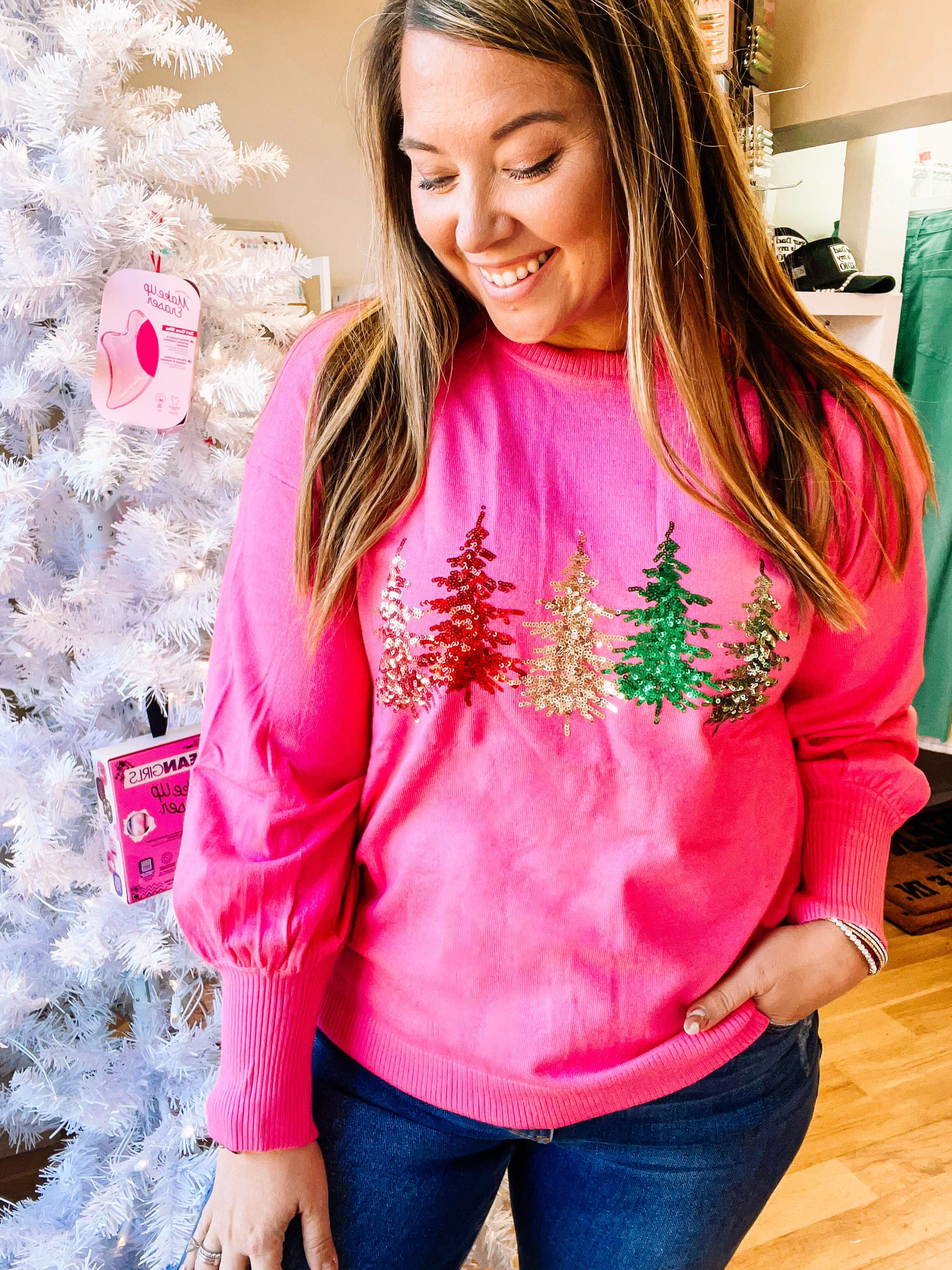 For Christmas We Wear PINK sweater-Sweaters-Dear Me Southern Boutique, located in DeRidder, Louisiana