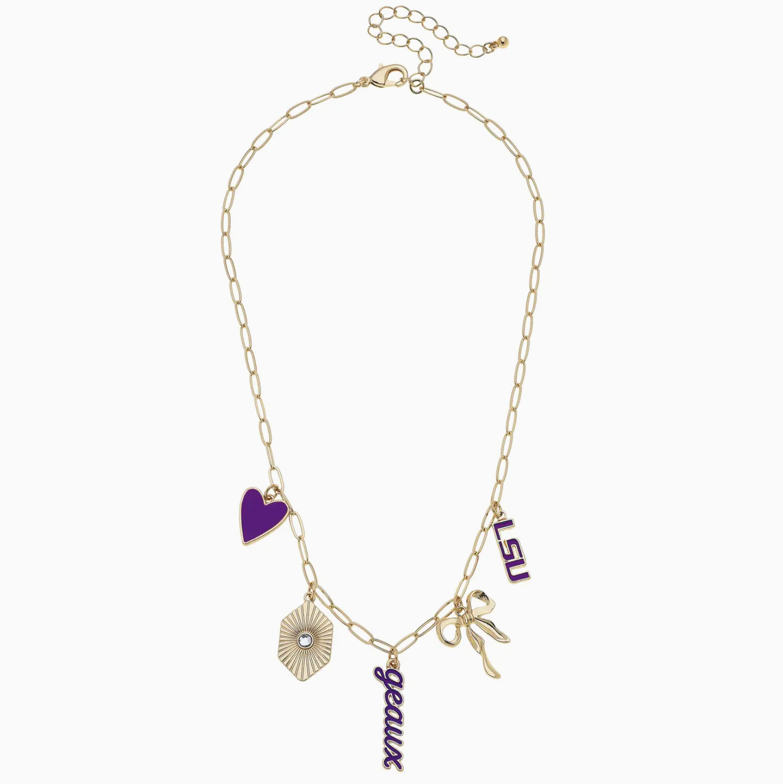 Forever LSU Multi-Charm Gameday Statement Necklace-Jewelry-Dear Me Southern Boutique, located in DeRidder, Louisiana