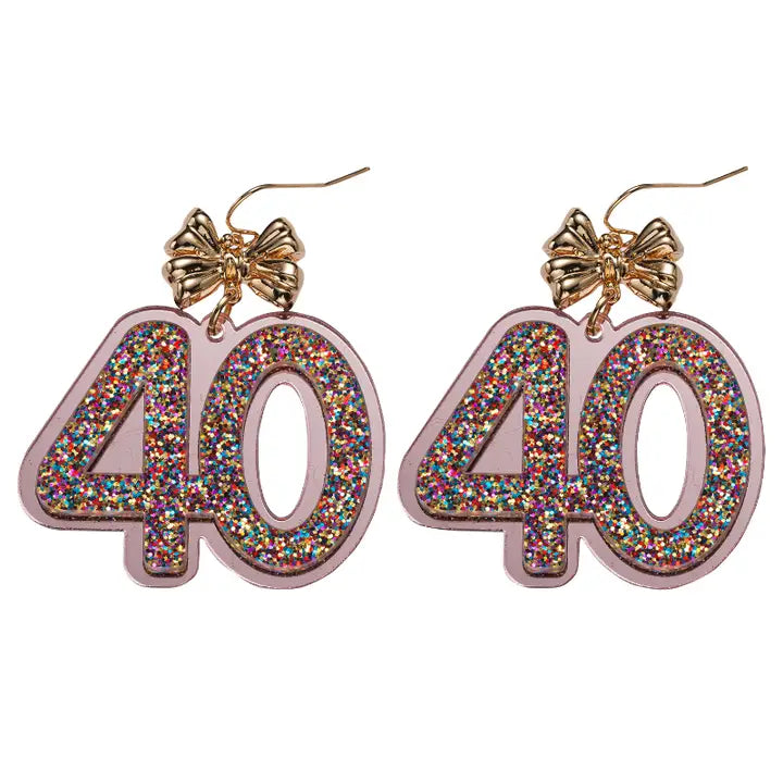 Forty & Fabulous Glitter Earrings-Jewelry-Dear Me Southern Boutique, located in DeRidder, Louisiana