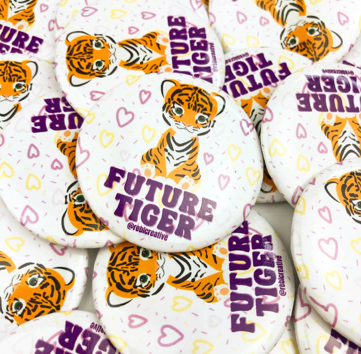 Future Tiger - Purple/Yellow - Game Day Button-Dear Me Southern Boutique, located in DeRidder, Louisiana