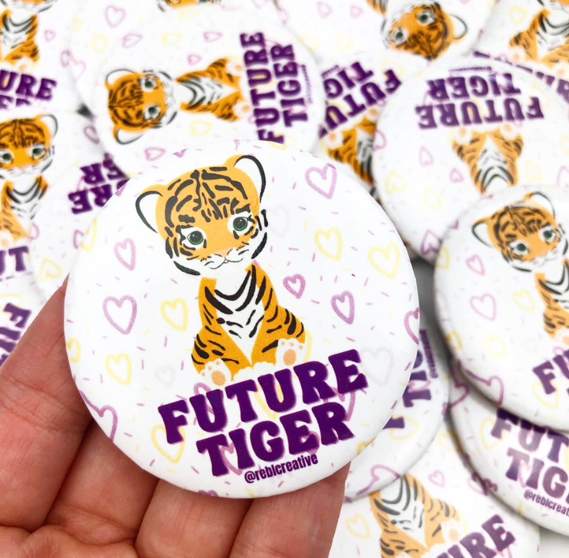 Future Tiger - Purple/Yellow - Game Day Button-Dear Me Southern Boutique, located in DeRidder, Louisiana