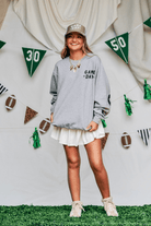 Game Day Football Lt Gray Sweatshirt-Dear Me Southern Boutique, located in DeRidder, Louisiana