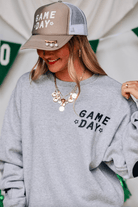 Game Day Football Lt Gray Sweatshirt-Dear Me Southern Boutique, located in DeRidder, Louisiana