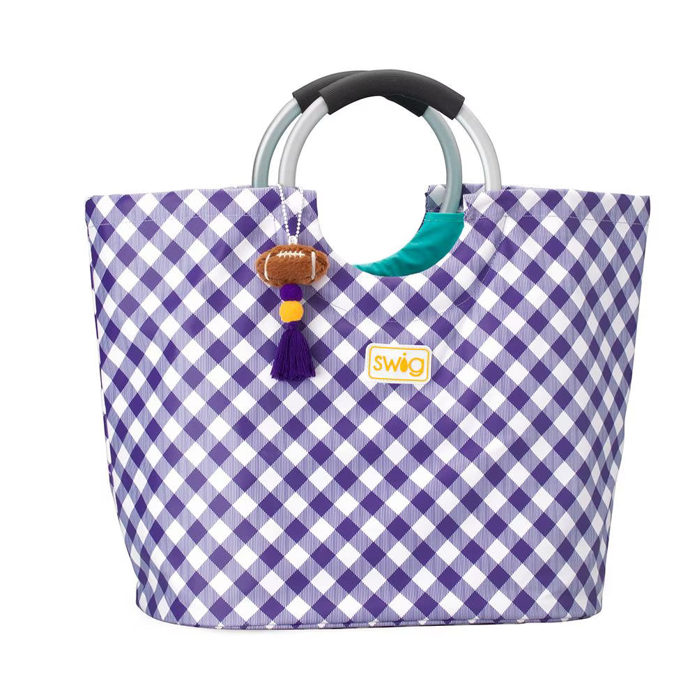 Gameday Gingham Purple + Yellow Loopi Tote Bag-Cooler-Dear Me Southern Boutique, located in DeRidder, Louisiana