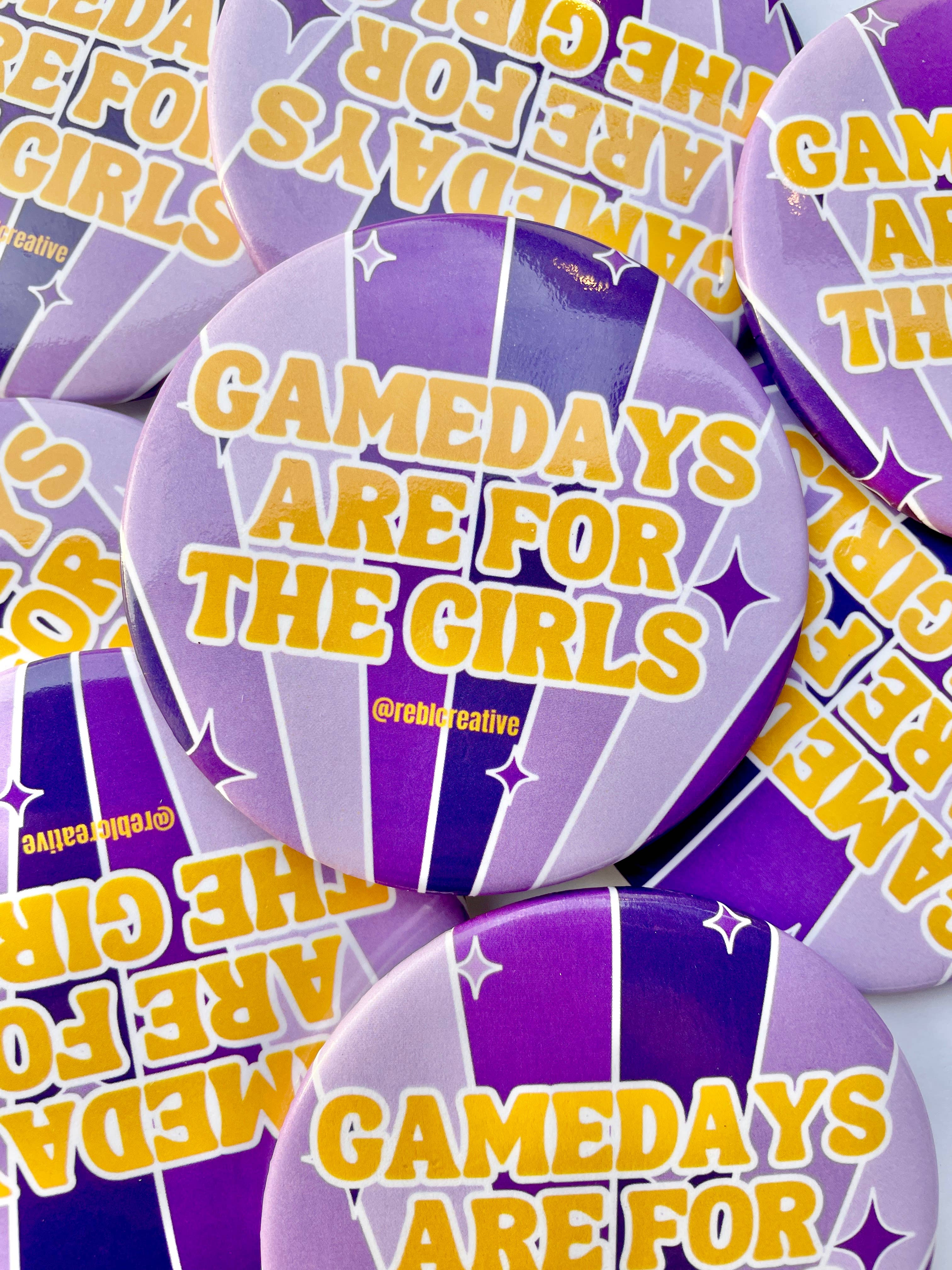 Gameday Girls - Purple & Yellow - Game Day Button-Dear Me Southern Boutique, located in DeRidder, Louisiana