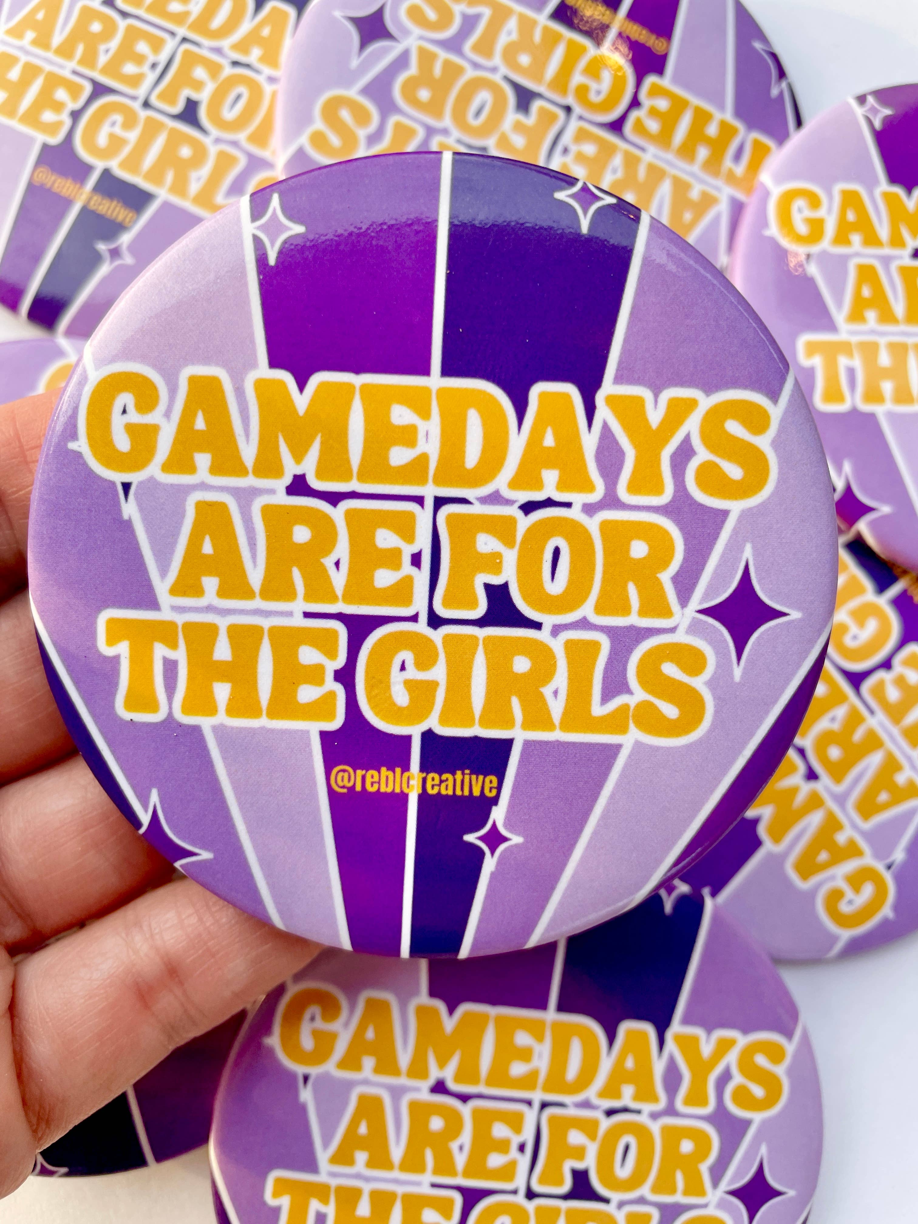 Gameday Girls - Purple & Yellow - Game Day Button-Dear Me Southern Boutique, located in DeRidder, Louisiana
