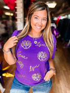 Geaux Get'Em Girl Sequin LSU Top-Graphic Tops-Dear Me Southern Boutique, located in DeRidder, Louisiana