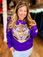 Geaux Tigers Sequin Sweatshirt-Graphic Tops-Dear Me Southern Boutique, located in DeRidder, Louisiana