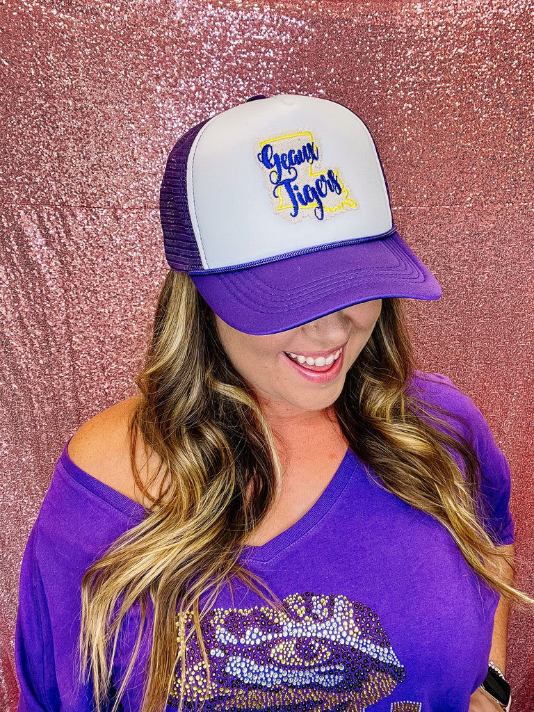 Geaux Tigers Trucker Hat-Athletic Hats-Dear Me Southern Boutique, located in DeRidder, Louisiana
