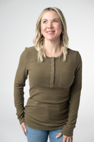 Georgia Long Sleeve Top - Olive-Tops-Dear Me Southern Boutique, located in DeRidder, Louisiana