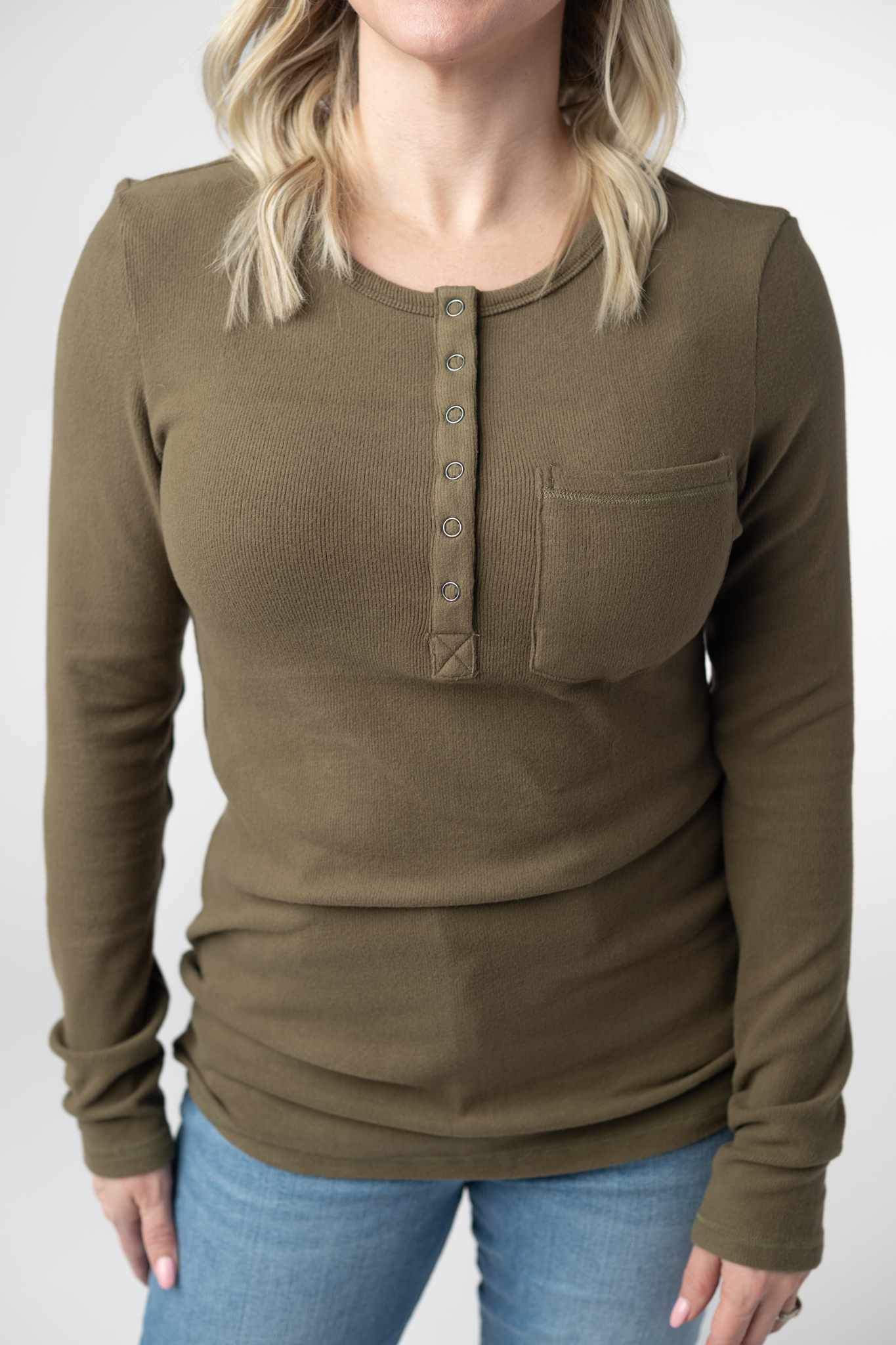 Georgia Long Sleeve Top - Olive-Tops-Dear Me Southern Boutique, located in DeRidder, Louisiana