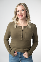 Georgia Long Sleeve Top - Olive-Tops-Dear Me Southern Boutique, located in DeRidder, Louisiana