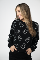 Ghost Pullover Sweater - Midnight Ghosts-Sweater-Dear Me Southern Boutique, located in DeRidder, Louisiana