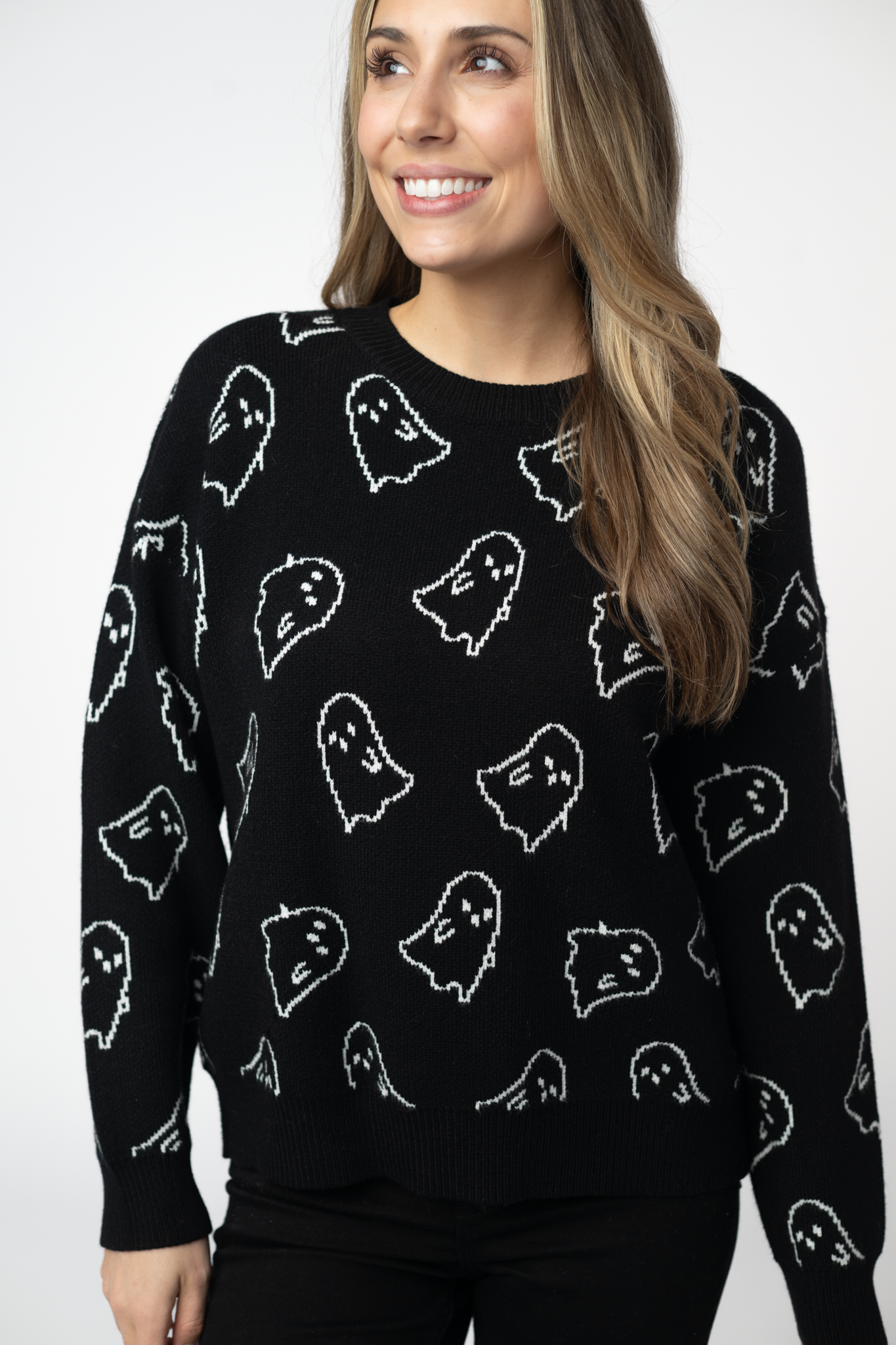 Ghost Pullover Sweater - Midnight Ghosts-Sweater-Dear Me Southern Boutique, located in DeRidder, Louisiana