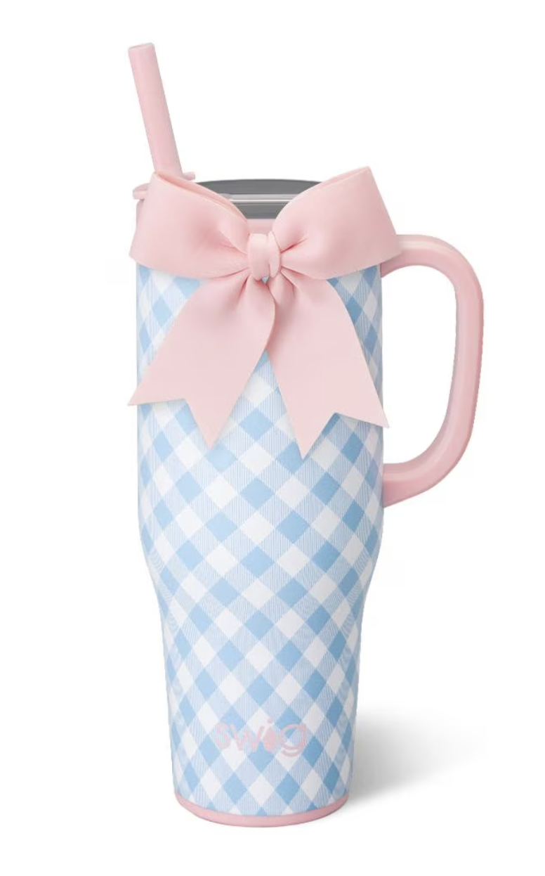 Gingham Swig Mega Mug Tumbler 40oz-Drinkwear-Dear Me Southern Boutique, located in DeRidder, Louisiana