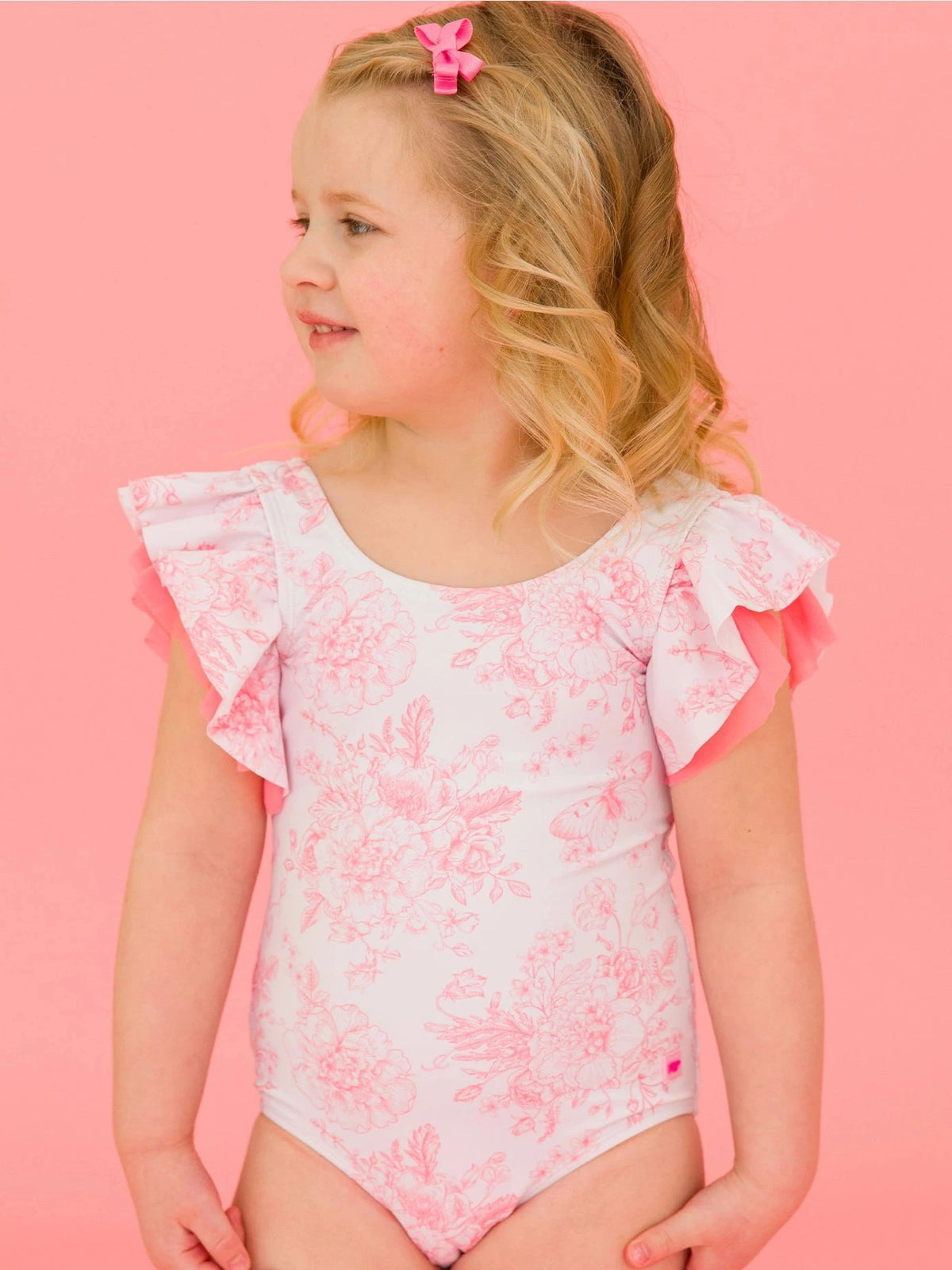 Girls Butterfly Garden 1-Piece Swim Suit-Kids Clothing-Dear Me Southern Boutique, located in DeRidder, Louisiana