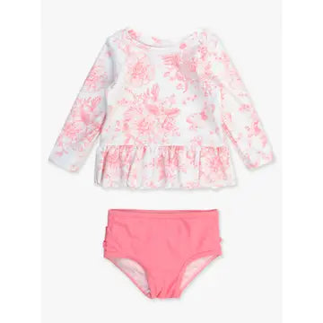 Girls Butterfly Garden Rash Guard 2-Piece Swim Suit - Bubblegum Pink-JAG Swim-Dear Me Southern Boutique, located in DeRidder, Louisiana