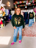 Girls Camo Sequin Coquette Bow Pullover-Kids Clothing-Dear Me Southern Boutique, located in DeRidder, Louisiana