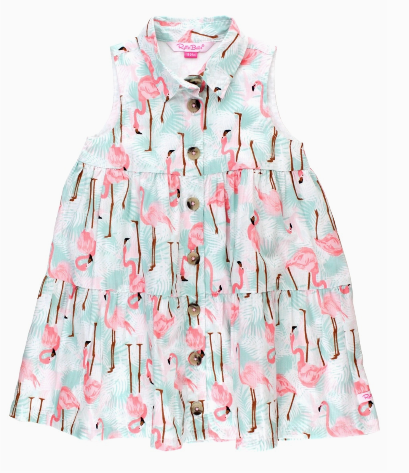Girls Flamingo Tiered Shirt Dress-JAG Dresses-Dear Me Southern Boutique, located in DeRidder, Louisiana
