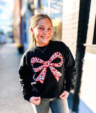 Girls Heartstring Sequin Bow Crew-Dear Me Southern Boutique, located in DeRidder, Louisiana