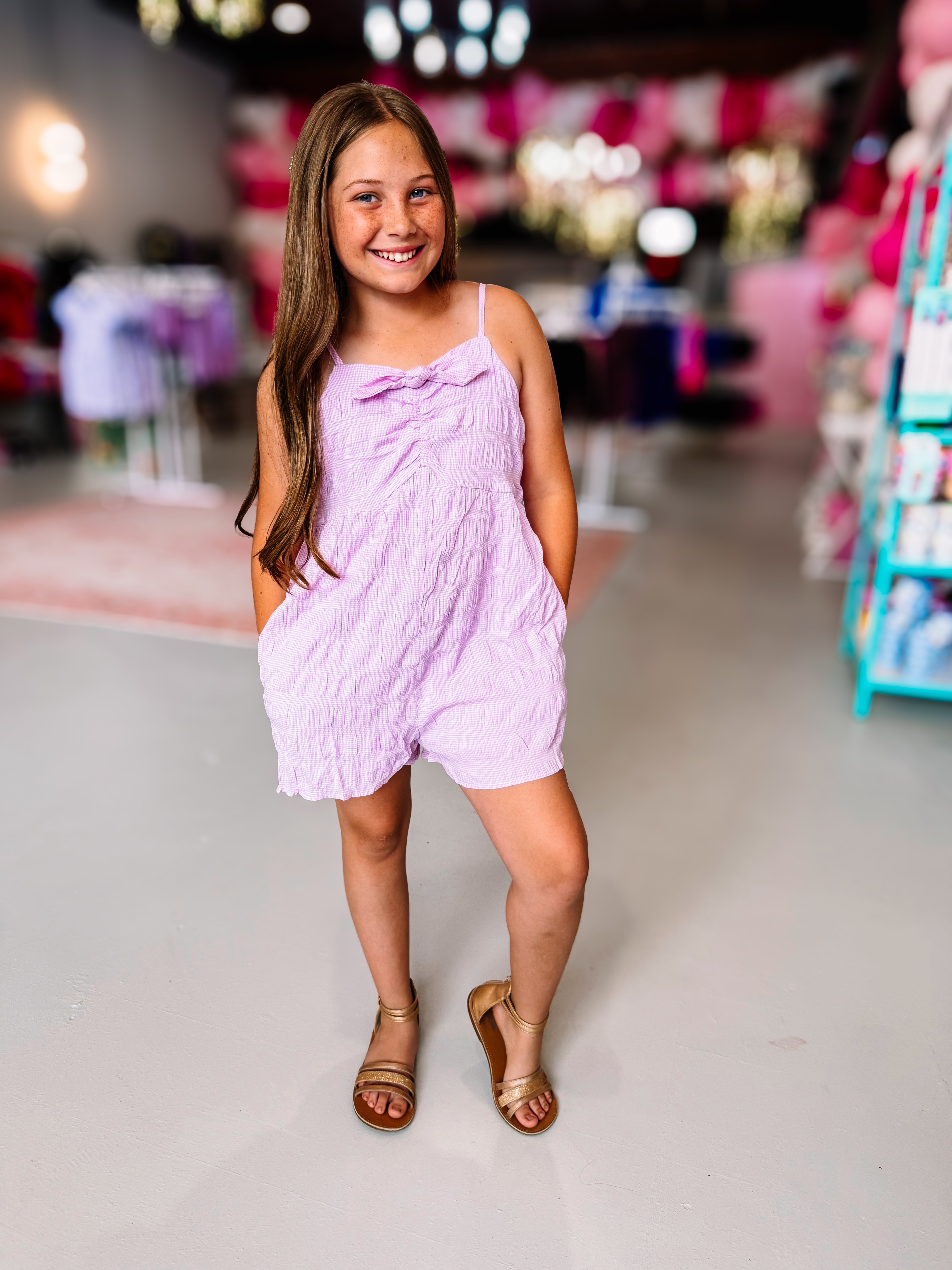 Girls Lilac Lovin’ Bow-Tied Beauty Romper-JAG Rompers-Dear Me Southern Boutique, located in DeRidder, Louisiana