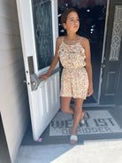 Girls Tangerine Daydream Floral Romper-JAG Rompers-Dear Me Southern Boutique, located in DeRidder, Louisiana