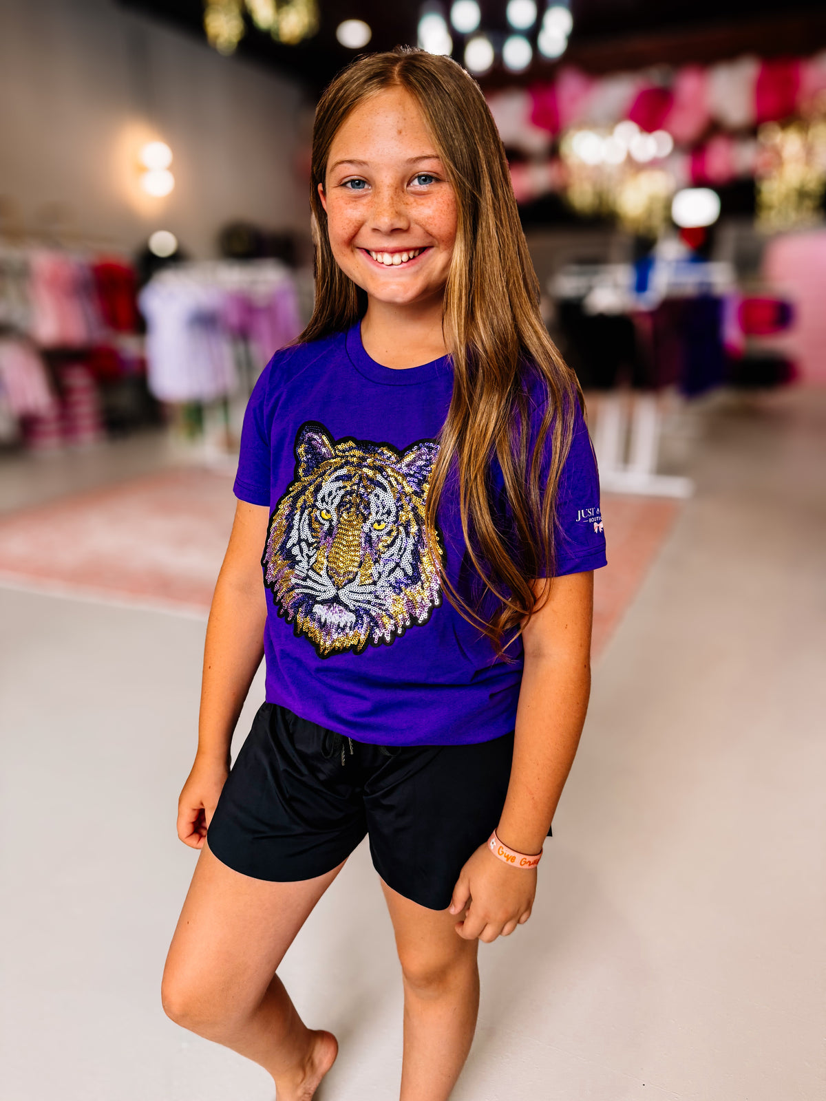 Girls Tiger Head Sequin Tee-Kids Clothing-Dear Me Southern Boutique, located in DeRidder, Louisiana