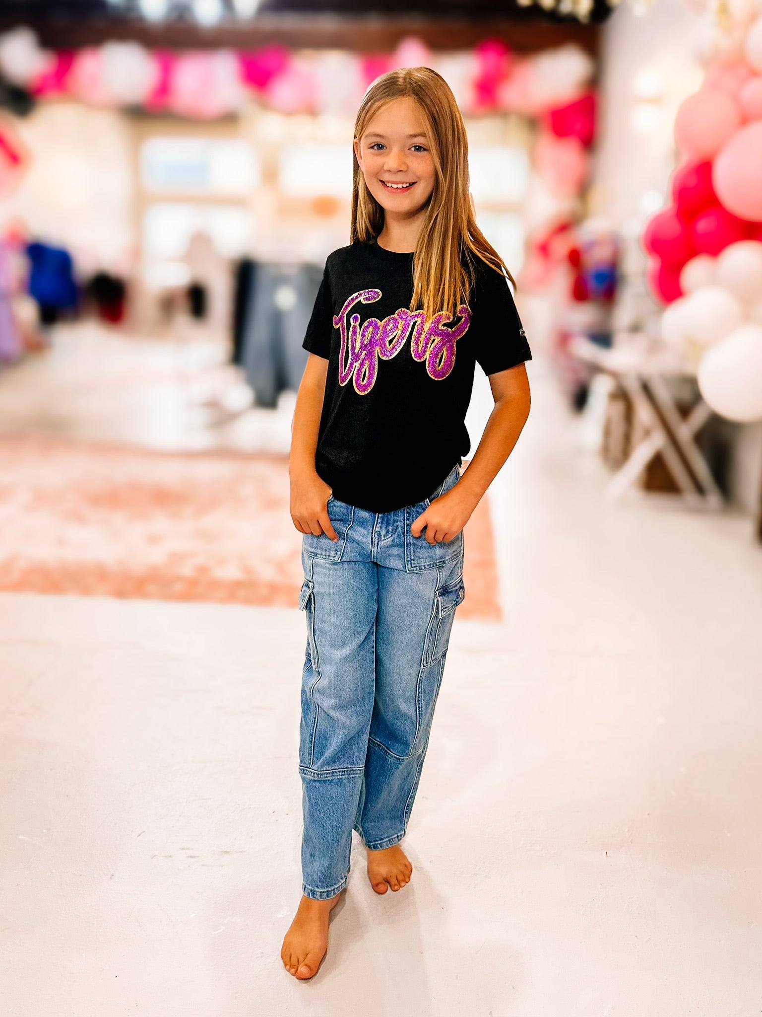 Girls Tigers Sequin Tee-JAG Graphic Tops-Dear Me Southern Boutique, located in DeRidder, Louisiana