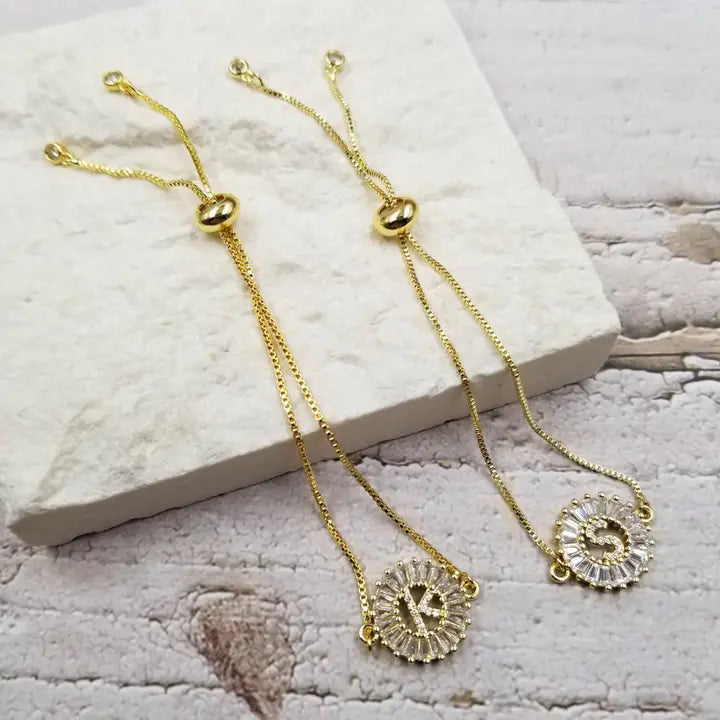 Glam Initial Bracelet - Gold-Presales-Dear Me Southern Boutique, located in DeRidder, Louisiana