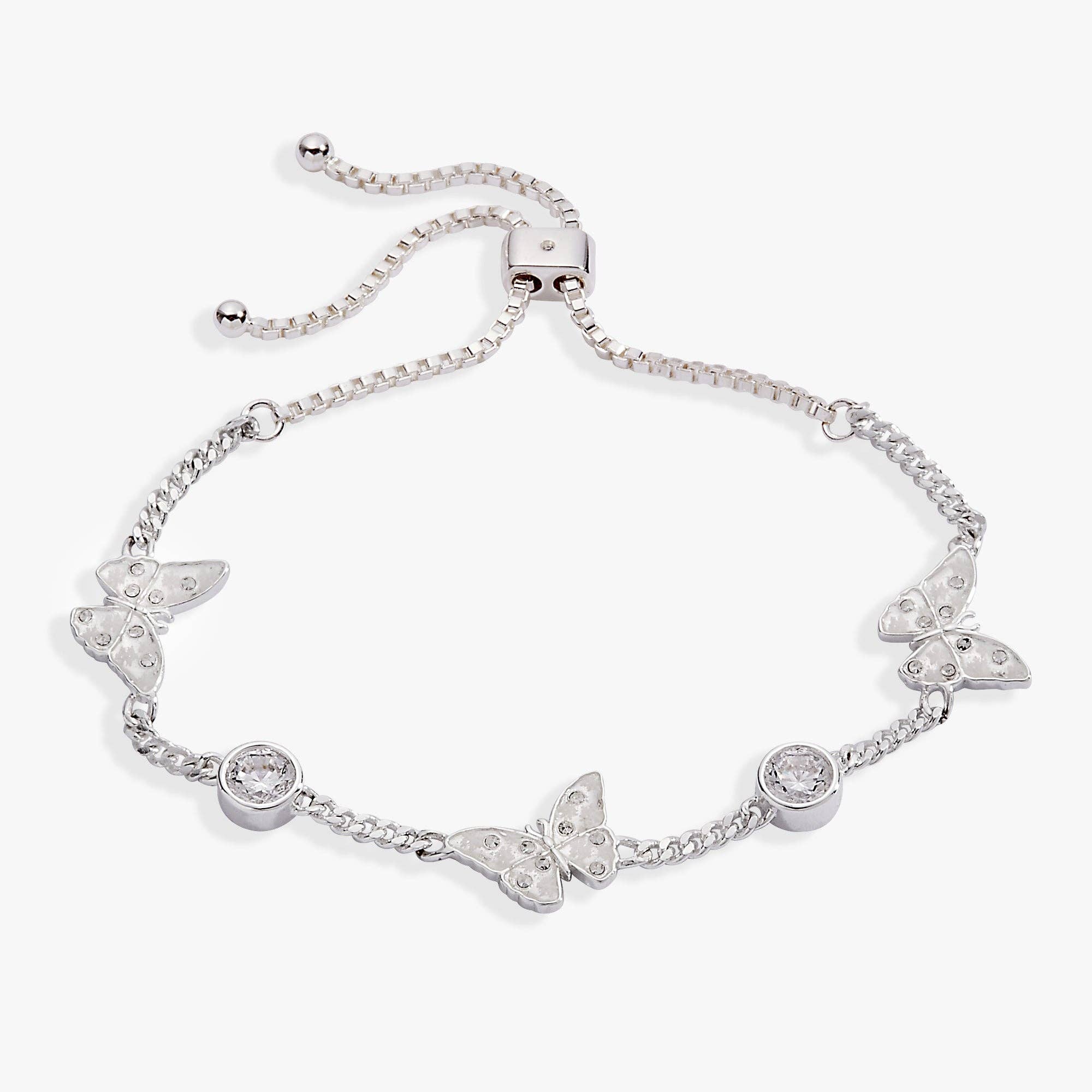 Glass Butterfly Bolo Bracelet-Jewelry - Bracelets-Dear Me Southern Boutique, located in DeRidder, Louisiana