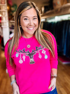 Glitzy Reindeer Pullover-Graphic Tops-Dear Me Southern Boutique, located in DeRidder, Louisiana