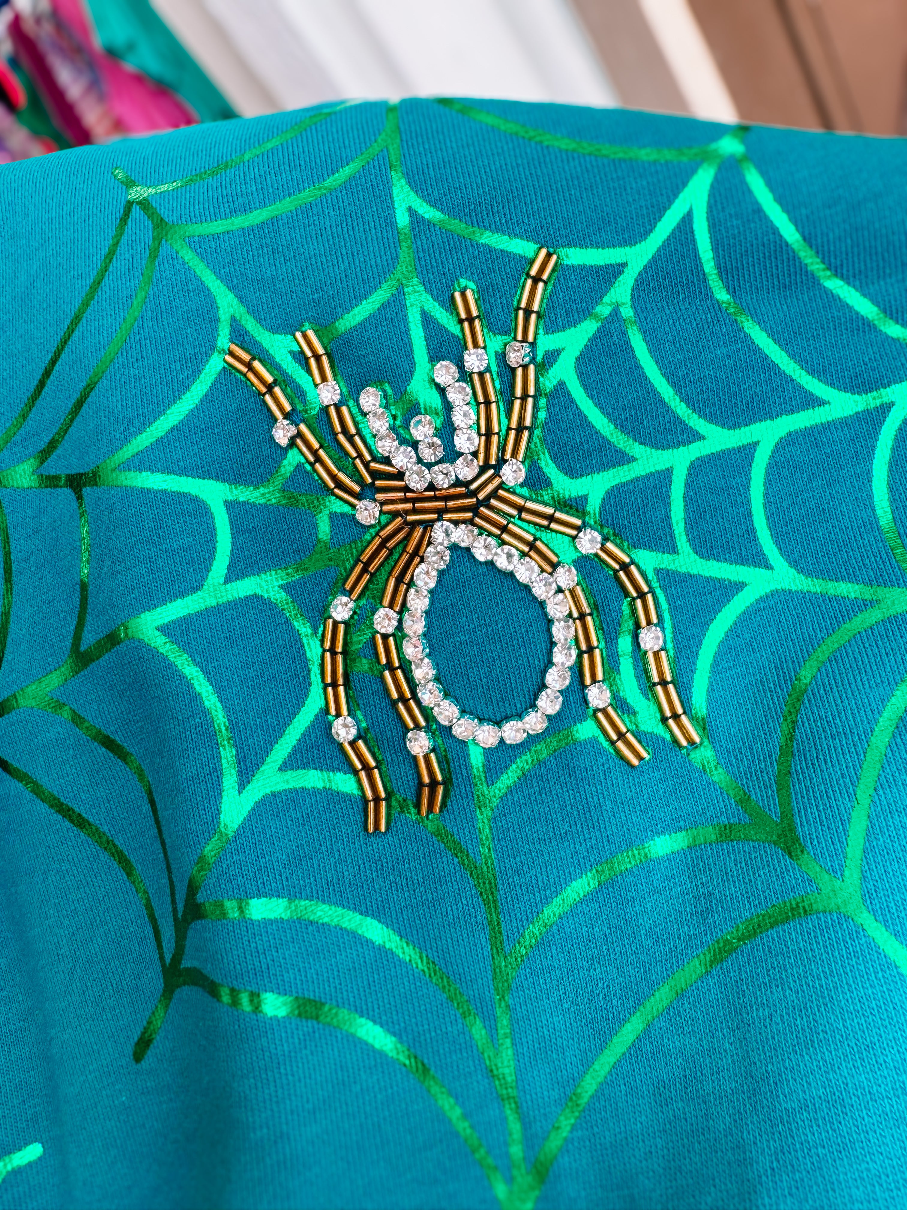 Glowing Rhinestone Web Sweatshirt-Sweatshirts-Dear Me Southern Boutique, located in DeRidder, Louisiana