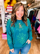 Glowing Rhinestone Web Sweatshirt-Sweatshirts-Dear Me Southern Boutique, located in DeRidder, Louisiana