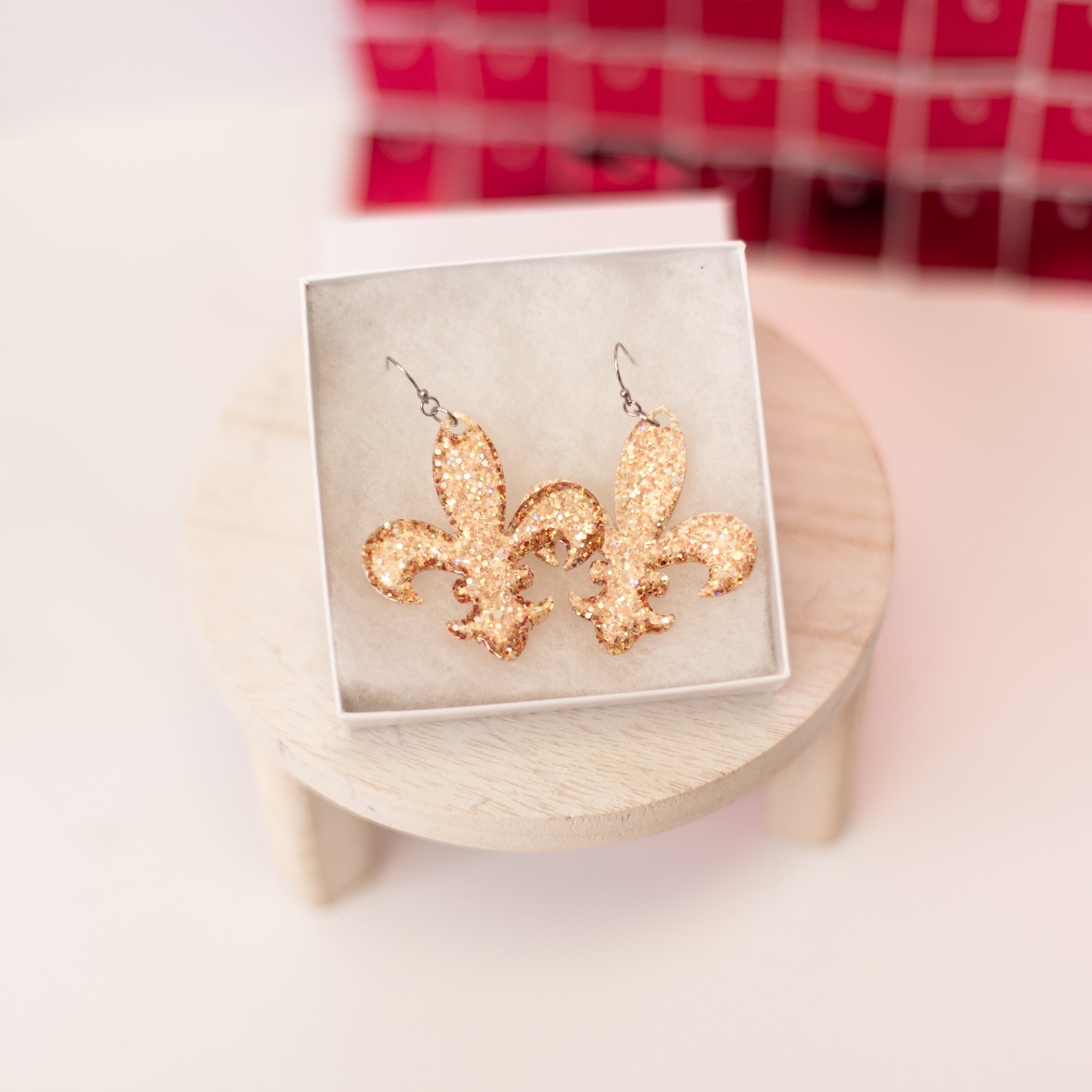 Gold Fleur De Lis Randans Dangles-Earrings-Dear Me Southern Boutique, located in DeRidder, Louisiana