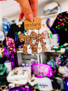 Gold Glitter Coquette Bow Randans-Earrings-Dear Me Southern Boutique, located in DeRidder, Louisiana