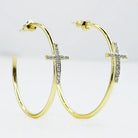 Golden Crossed Grace Hoops Gold-Jewelry - Earrings-Dear Me Southern Boutique, located in DeRidder, Louisiana