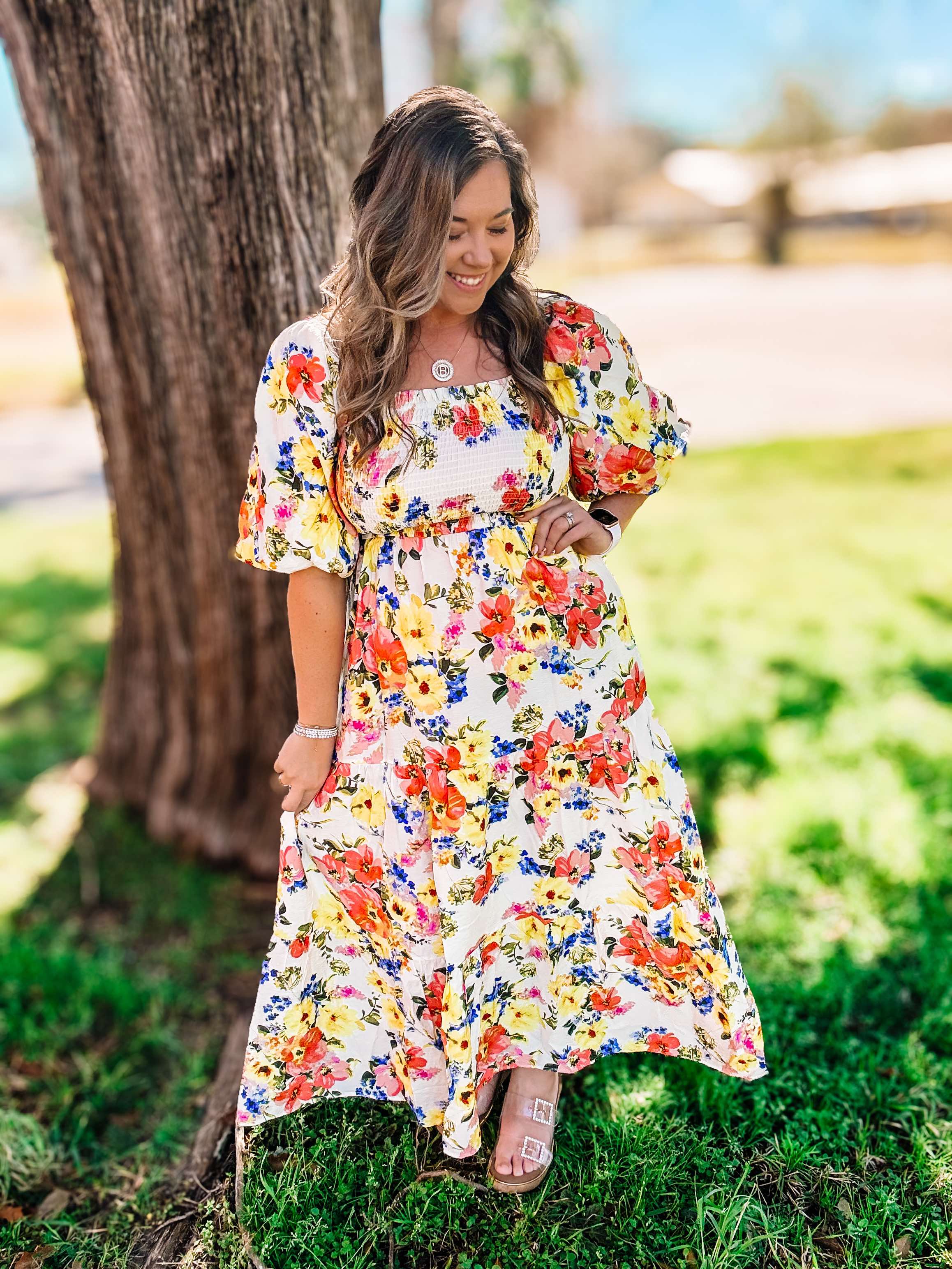 Golden Hour Floral Maxi Dress-Maxi Dresses-Dear Me Southern Boutique, located in DeRidder, Louisiana