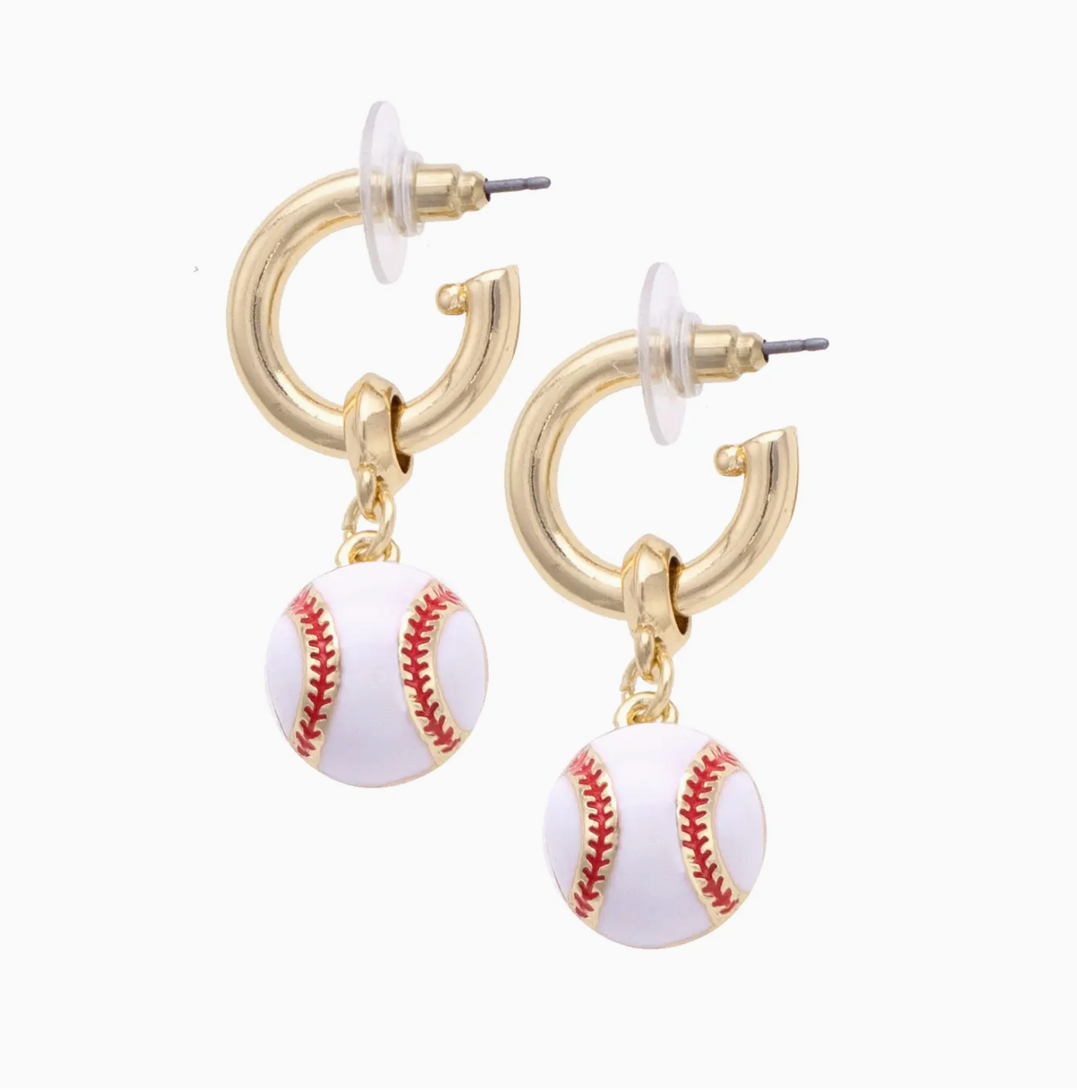 Grand Slam Baseball Drop Hoop Earrings-Dear Me Southern Boutique, located in DeRidder, Louisiana